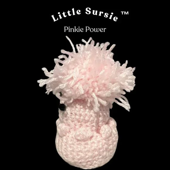 Handmade Crochet Amigurumi Pinkie Power Crocheted Plush Keychain or Purse Charm - Picture 5 of 7